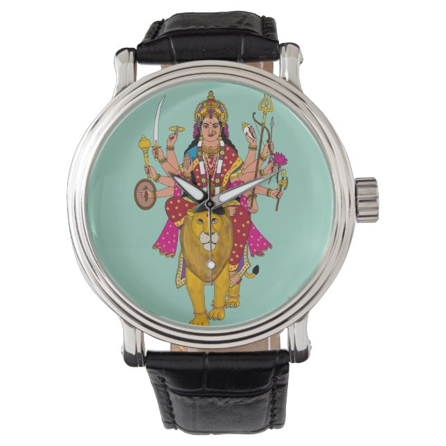 Göttin Durga Wanduhr Armbanduhr (Vorderseite)