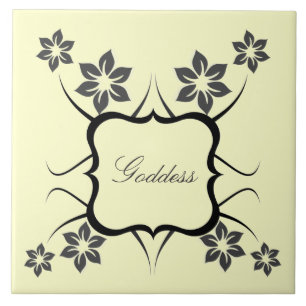 Göttin florale Tile, dunkelgrau Fliese