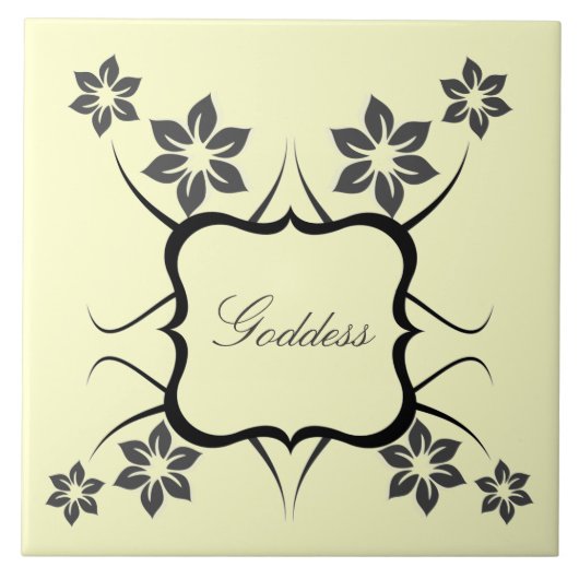 Göttin florale Tile, dunkelgrau Fliese (Vorderseite)