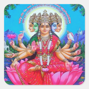 Göttin Gayatri Devi Gottheit Quadratischer Aufkleber