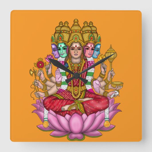 Göttin Gayatri Wanduhr (Vorderseite)