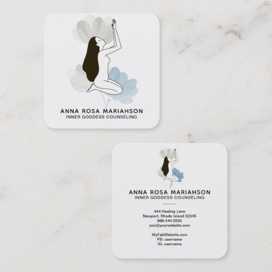 *~* Göttin Gebet Heilige Blumenpastel Meditat Quadratische Visitenkarte (Vorne/Hinten)
