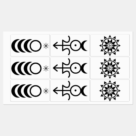 Göttin, Gott und Tempelzeichen Etiketten (Blatt)