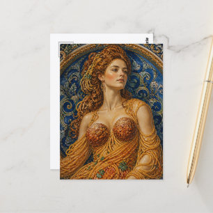 Göttin in einem Kleid aus Spaghetti Postkarte