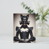 Göttin in schwarzem Leder und Gasmaske Postcard Postkarte (Stehend Vorderseite)
