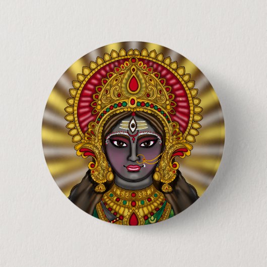 Göttin Kali Gesicht Knopf Button (Vorderseite)