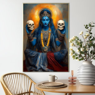 Göttin Kali Ma in Meditation Moderne Fantasy-Schäd Poster