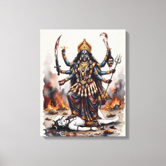Göttin Kali steht auf Shiva Leinwanddruck