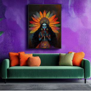 Göttin Kali Surrealer Regenbogen-Porträtmalerei Ku Poster