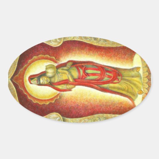 Göttin Kuan Yins Lotus Ovaler Aufkleber (Vorderseite)