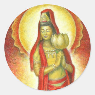 Göttin Kuan Yins Lotus Runder Aufkleber