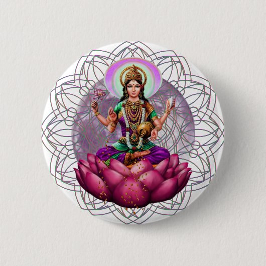 Göttin Lakshmi Mandala Button (Vorderseite)