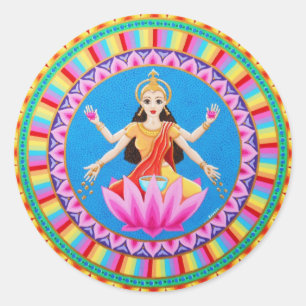 Göttin Lakshmi Mandala Runder Aufkleber