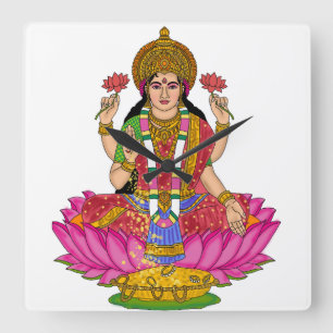 Göttin Lakshmi-Uhr Quadratische Wanduhr