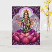 Göttin Lakshmi - Vermögensgrußkarte Karte (Gelbe Blume)