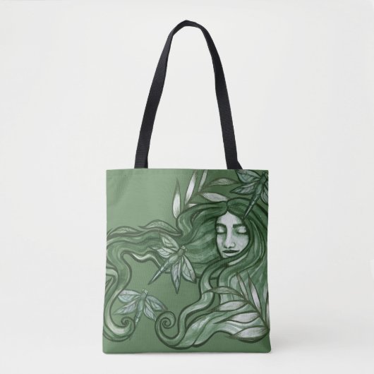 Göttin Libelle Grüne Libellen Kunst Tasche (Vorderseite)
