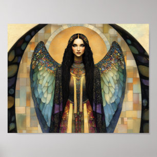 Göttin Lilith Dunkles Regenbogen-Mosaik-Gemälde Poster