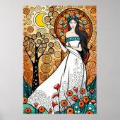 Göttin Malerei Fruchtbarkeit Natur Blume Baummond Poster (Vorne)