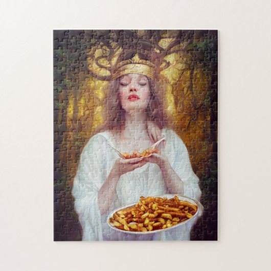 Göttin mit einem Teller voller KI-Kunst Puzzle (Vertikal)