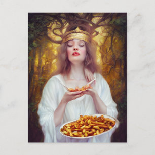Göttin mit einem Teller voller Kiefer Postkarte