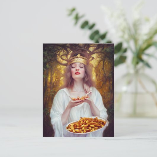Göttin mit einem Teller voller Kiefer Postkarte (Stehend Vorderseite)