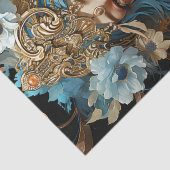 Göttin mit Pfauenhütte Jugendstil Seidenpapier (Detail)