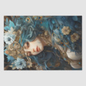 Göttin mit Pfauenhütte Jugendstil Seidenpapier (Vorderseite)