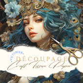 Göttin mit Pfauenhütte Jugendstil Seidenpapier