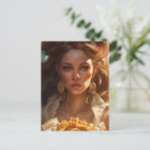 Göttin mit Pommes Postkarte (Stehend Vorderseite)