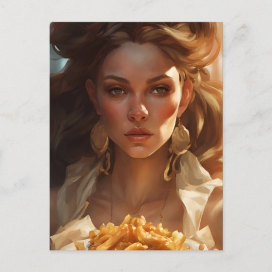 Göttin mit Pommes Postkarte (Vorderseite)