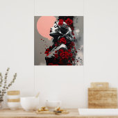 Göttin mit Rote Rosen Poster (Küche)
