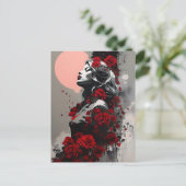 Göttin mit Rote Rosen Postkarte (Stehend Vorderseite)
