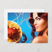 Göttin mit Spaghetti- und Fleischbällchen Po Postkarte (Vorne/Hinten)