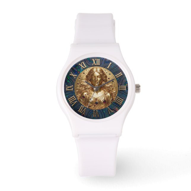 Göttin Nyx Black Opal Zifferblatt Armbanduhr (Vorderseite)