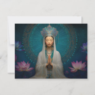 Göttin Quan Yin Digitale Glasmalerei-Porträt Postkarte