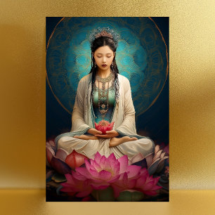 Göttin Quan Yin Hochfrequenz-Porträtmalerei Postkarte