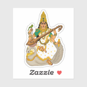 Göttin Saraswati Aufkleber