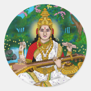 Göttin Saraswati Aufkleber