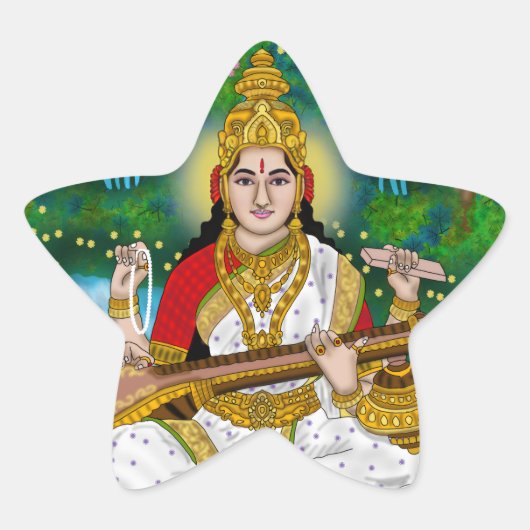 Göttin Saraswati Aufkleber (Vorderseite)