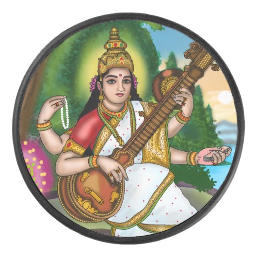 Göttin Saraswati Eishockey Puck (Vorderseite)