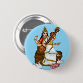 Göttin Saraswati Knopf Button (Vorne & Hinten)