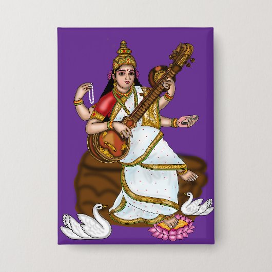 Göttin Saraswati Knopf Button (Vorderseite)