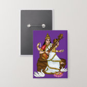 Göttin Saraswati Knopf Button (Vorderseite/Rückseite)