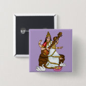 Göttin Saraswati Knopf Button (Vorne & Hinten)