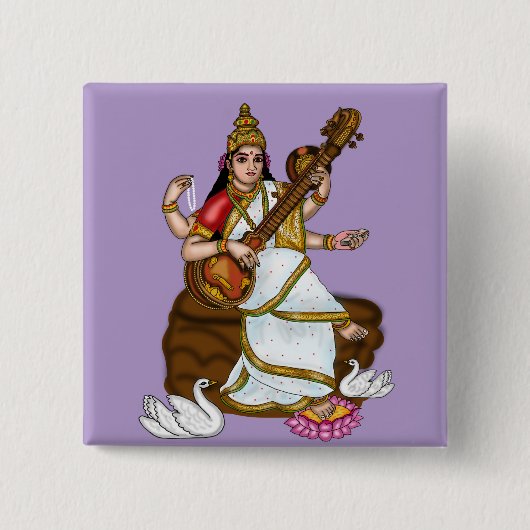 Göttin Saraswati Knopf Button (Vorderseite)