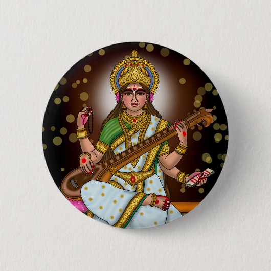 Göttin Saraswati Knopf Button (Vorderseite)