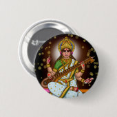 Göttin Saraswati Knopf Button (Vorne & Hinten)