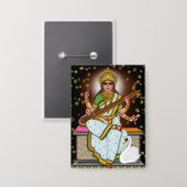 Göttin Saraswati Knopf Button (Vorderseite/Rückseite)
