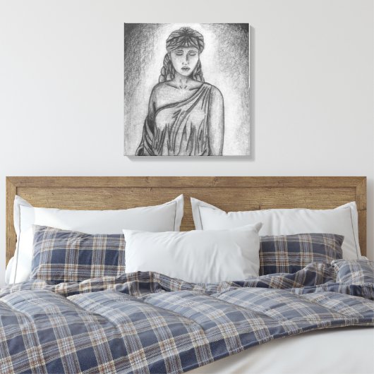 Göttin Stift Zeichnend von Sara Motolanez Leinwanddruck (Insitu (Schlafzimmer))