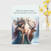 Göttin und Hirschgeplagte Winter Solstice Card Karte (Gelbe Blume)